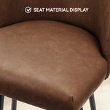 Counter Height Bar Stools Set of 2,360° Swivel Barstools with High Back and Metal Legs,26" Seat Height, Upholstered PU Leather