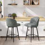 Counter Height Bar Stools Set of 2,360° Swivel Barstools with High Back and Metal Legs,26" Seat Height, Upholstered PU Leather