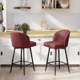 Counter Height Bar Stools Set of 2,360° Swivel Barstools with High Back and Metal Legs,26" Seat Height, Upholstered PU Leather