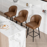 Counter Height Bar Stools Set of 2,360° Swivel Barstools with High Back and Metal Legs,26" Seat Height, Upholstered PU Leather