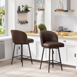 Counter Height Bar Stools Set of 2,360° Swivel Barstools with High Back and Metal Legs,26" Seat Height, Upholstered PU Leather