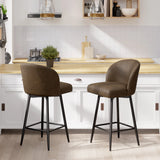 Counter Height Bar Stools Set of 2,360° Swivel Barstools with High Back and Metal Legs,26" Seat Height, Upholstered PU Leather