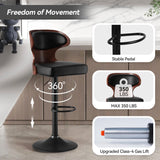 Bar Stool 2Pcs Set Backrest Footstool Dining Chair Solid Wood Rotating Bar Stools Pu Leather Soft Cushion Dinng Chair Home Furniture