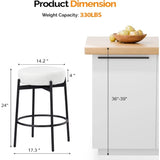 Swivel Round Barstools 24" H Set of 2, Teddy Wool Upholstered Barstool, Backless Kitchen Island Stool, Counter Height Stool