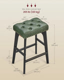 Bar Stools Set of 2, Saddle Counter Height Bar Stools, 26-Inch Backless Kitchen Stools with Wood Legs, Leather Thicke