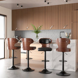 Bar Stool 2Pcs Set Backrest Footstool Dining Chair Solid Wood Rotating Bar Stools Pu Leather Soft Cushion Dinng Chair Home Furniture