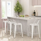 Bar Stools set of 4 Counter Height Stools Industrial Metal Barstools with Backrests (24 inch, Black)