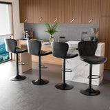 Modern Bar Stools Set of 2, Adjustable Faux Leather Upholstered Swivel Bar Stools, Counter Height Bar Chairs with Back