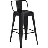 Bar Stools set of 4 Counter Height Stools Industrial Metal Barstools with Backrests (24 inch, Black)