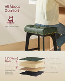 Bar Stools Set of 2, Saddle Counter Height Bar Stools, 26-Inch Backless Kitchen Stools with Wood Legs, Leather Thicke