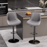 Bar Stool 2-Piece Set, Adjustable Modern Rotating Bar Stool with Backrest, Counter High Performance Fabric Island Chair