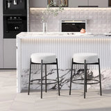 Swivel Round Barstools 24" H Set of 2, Teddy Wool Upholstered Barstool, Backless Kitchen Island Stool, Counter Height Stool