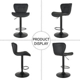Modern Bar Stools Set of 2, Adjustable Faux Leather Upholstered Swivel Bar Stools, Counter Height Bar Chairs with Back
