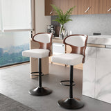Bar Stool 2Pcs Set Backrest Footstool Dining Chair Solid Wood Rotating Bar Stools Pu Leather Soft Cushion Dinng Chair Home Furniture
