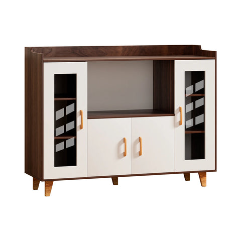 1Pc Kitchen Buffet Cabinet, Sideboard Buffet Cabinet with Storage, Open Shelf & 4 Doors, Modern Storage Cabinet for Dining Room