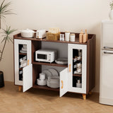1Pc Kitchen Buffet Cabinet, Sideboard Buffet Cabinet with Storage, Open Shelf & 4 Doors, Modern Storage Cabinet for Dining Room