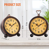 Vintage Hangable Battery Alarm Clock Metal Night Light Super Silent Table Desk Quartz Clock Time For Bedroom Bedside Desk Shelf