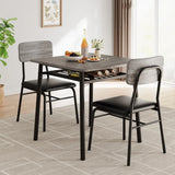 Dining Table Set for 4 with Storage Rack, 5-Piece Kitchen Table and Upholstered Chairs of 4, Wood Tabletop & Heavy-Du
