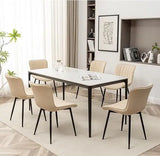 Leather Dining Chairs Set of 6, Upholstered Dining Room Chairs with Metal Legs, Modern Dining Chair for Room, Kitchen (Gr