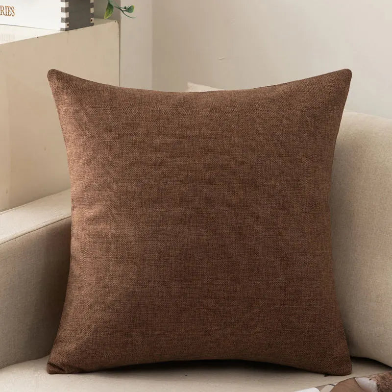 Scandinavian ins style solid colour pillow cover heavy cotton linen living room sofa cushion winter waist pillow case