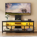 Black TV Stands for Living Room w/Power Outlet, TV Stand with Mount, LED Entertainment Center for 70/65/60 inch TV