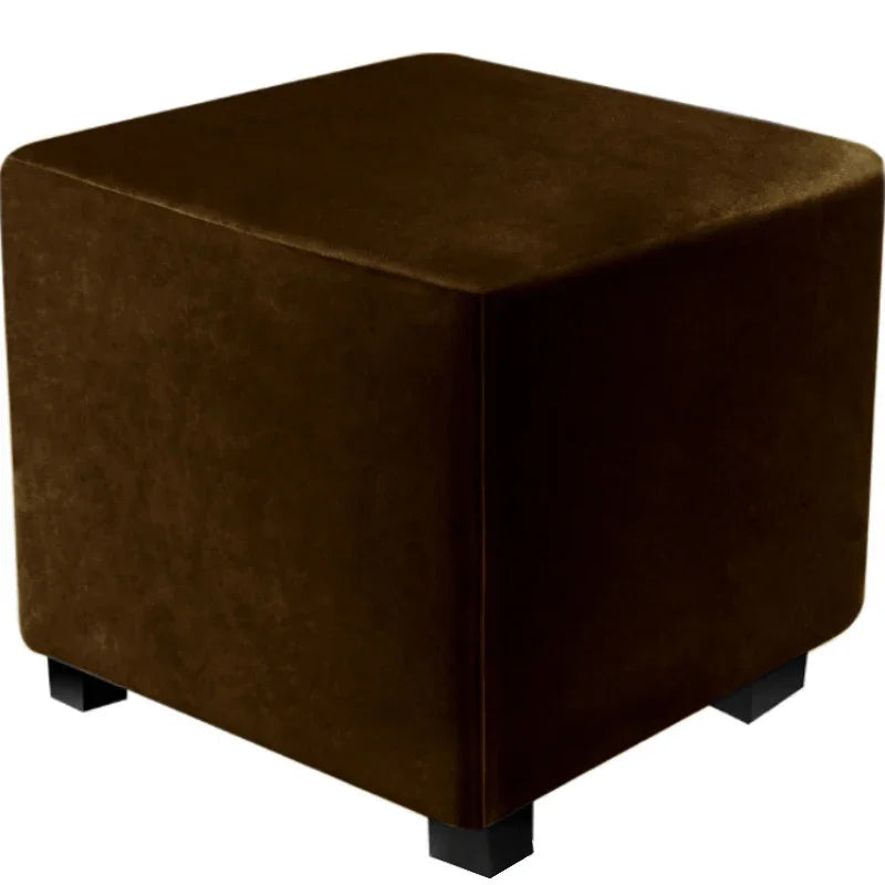 Square Ottoman Cover Elastic Velvet Footstool Cover 360 Degree All-inclusive Chair Covers Protector for Living Room Slipcovers