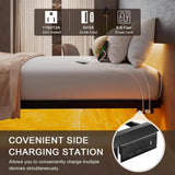 Floating Twin Bed Frame with Smart LED Lights and Charging Station, Modern Heavy Duty Metal Platform Bed, No Box Spring Needed,