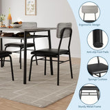 Dining Table Set for 4 with Storage Rack, 5-Piece Kitchen Table and Upholstered Chairs of 4, Wood Tabletop & Heavy-Du