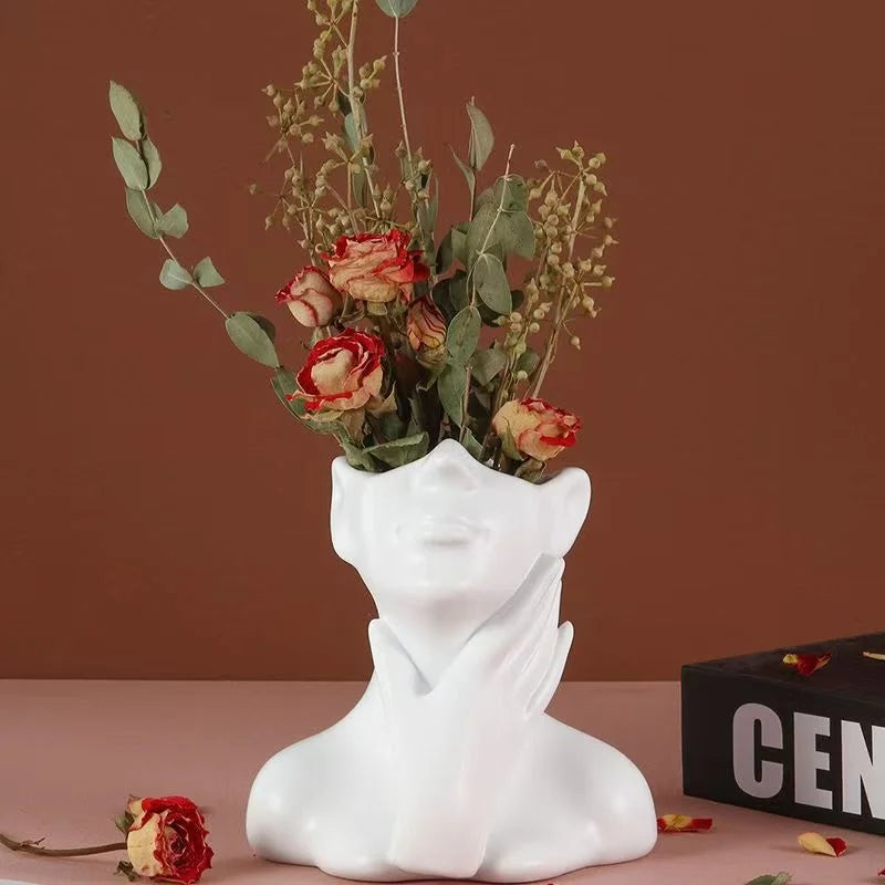 Human body vase, artistic vase, Nordic home decoration plastic vase, white plastic vase