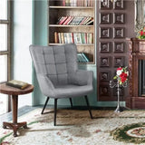 Living Room Chairs Faux Leather Accent Tufted Accent Chair Armchair for Kitchen Leisure Bedroom and Reataurant, Gray