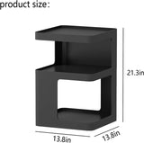Black Modern Side Table, 3-Tier Metal NightStand with Storage, End Table Living Room, Small Night Stand for Bedroom