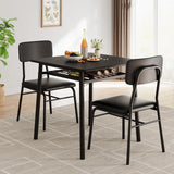 Dining Table Set for 4 with Storage Rack, 5-Piece Kitchen Table and Upholstered Chairs of 4, Wood Tabletop & Heavy-Du