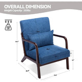 Mid Century Modern Corduroy Accent Chair, Living Room Chairs with Lumbar Pillow Boho Arm Chiar Reading Chair with Solid Wood Fra