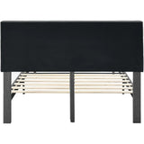 Queen Bed Frame with Adjustable Height Headboard,Tufted Upholstered Platform Bed with Stong Wood Slat Support,Grey