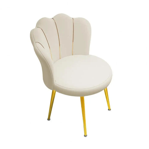 1Pc Vanity Chair with Golden Legs, Mid Century Modern Accent Chair, Upholstered Velvet Dining Chair with Back for Waiting Room