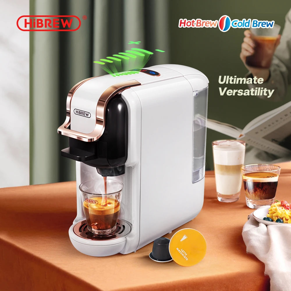 HiBREW Multiple Capsule Coffee Machine, Hot/Cold Dolce Gusto Milk Nespresso Capsule ESE Pod Ground Coffee Cafeteria 20Bar 5 in 1
