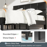 Full Bed Frame with Headboard, Leather Upholstered Bedframe with Tufted Headboard Design, Easy Assembly, No Box Spring Needed
