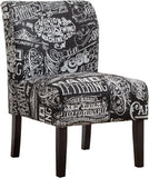 Capa Print Fabric Arml Contemporary Accent Chair, Chalkboard Shadow