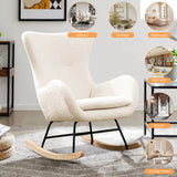 Comfortable Rocking Chair, Modern Upholstered Rocking Chair, Gliding Chair with High Backrest, Armrests and Soft Pads