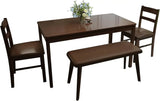 5-Piece Solid Wood Indoor Modern Rectangular Dining Table Set for 4 with Chairs and Bench,Table and Chairs Set