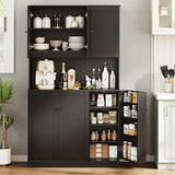 71" Tall Kitchen Pantry Storage Cabinet with Microwave Stand & Door Shelf, Freestanding Kitchen Hutch with 6 Doors