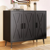Kitchen Sideboard Buffet Cabinet with 3 Doors, Farmhouse Kitchen Storage Cabinet with Adjustable Shelves, Modern Coffee BarCabin