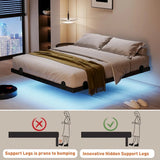 10 Inch Floating Queen Bed Frame with Smart LED Lights and Charging Station, Modern Metal Queen Bed Frame, Easy to Assemble