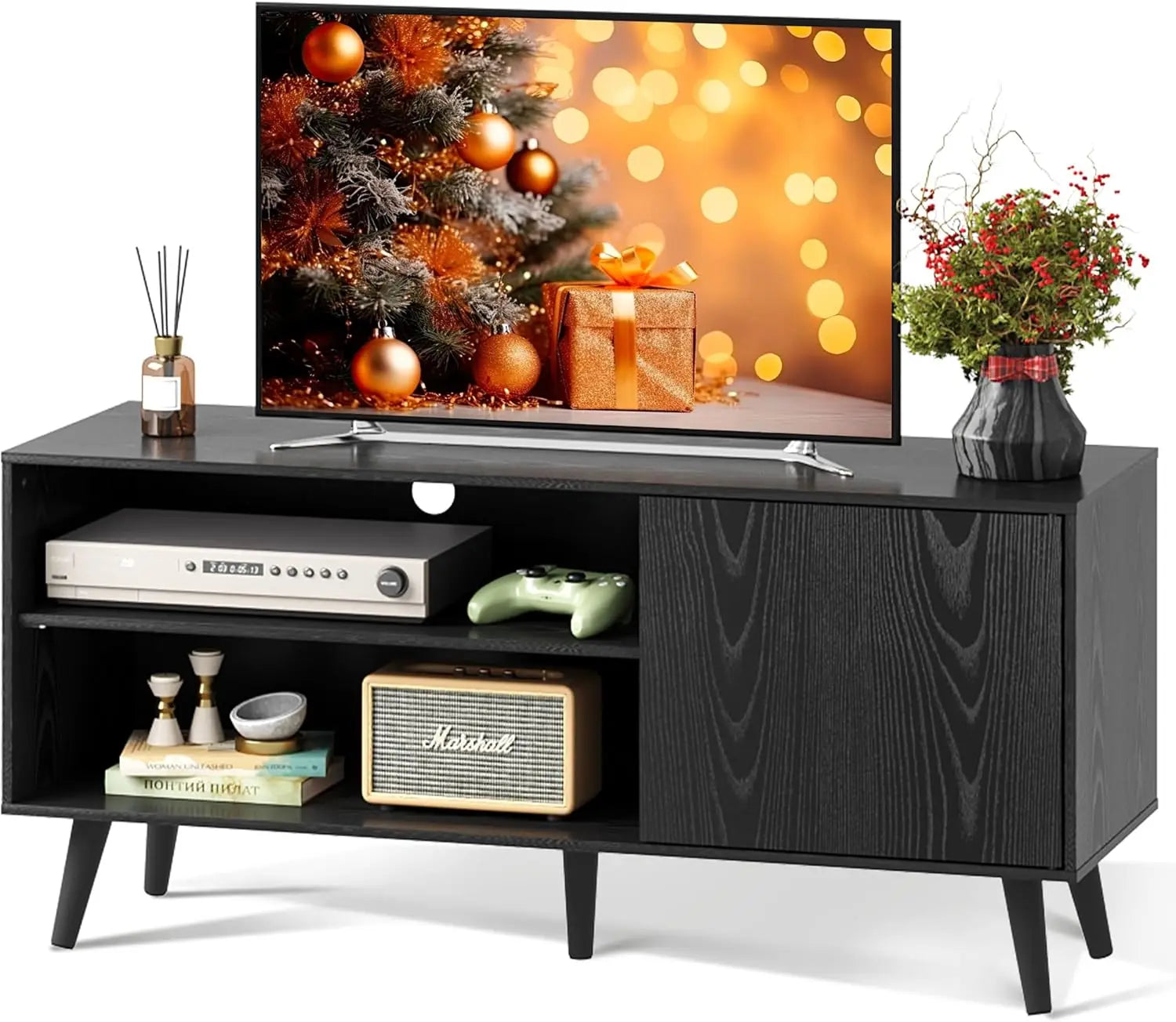 TV Stand for 55 Inch TVs, Entertainment Center with Storage Cabinet, Mid-Century TV Stands for Living Room and Bedroom, 50"