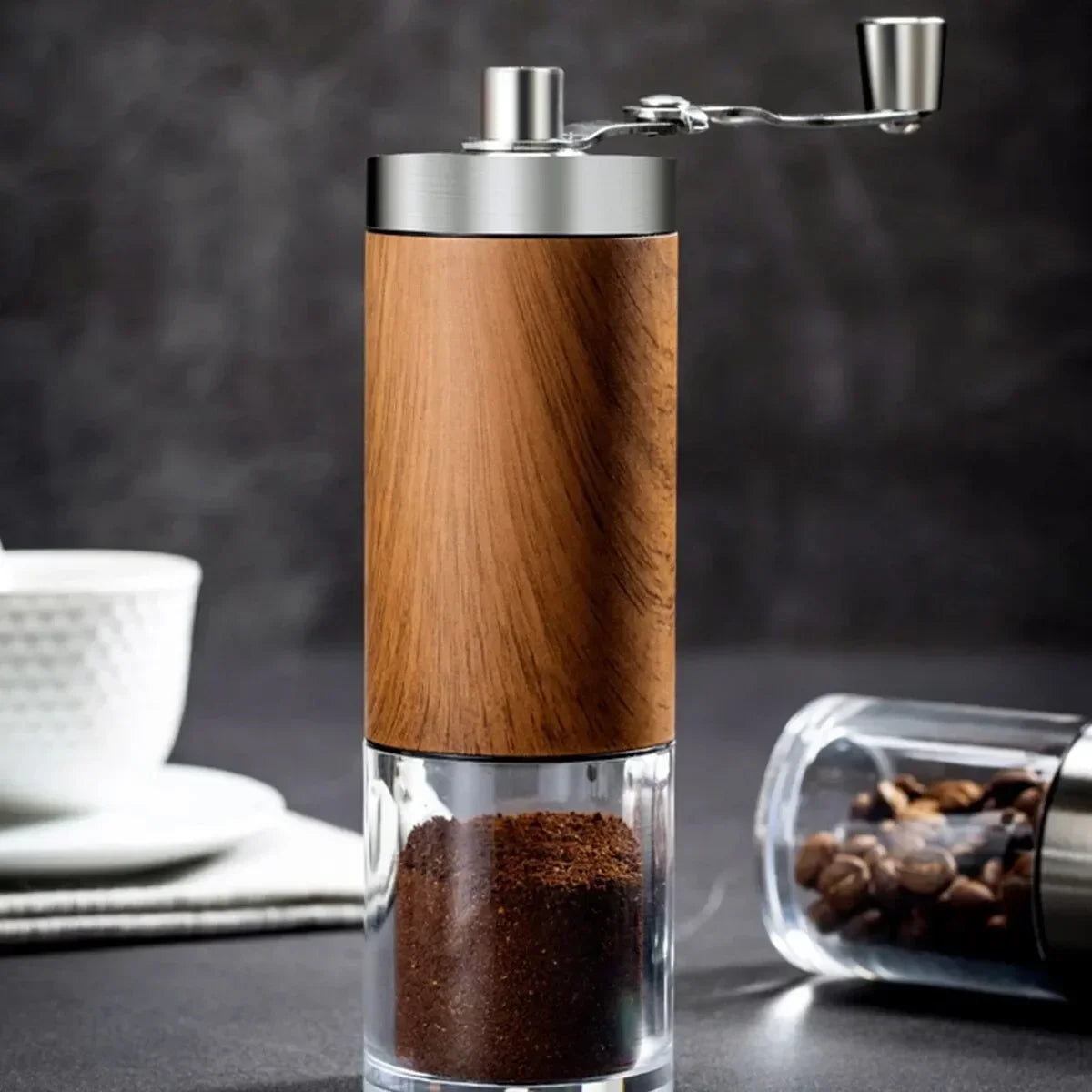 Coffee Bean Grinder Portable Wood Grain Stainless Crank Hand Hand Coffee Grinder Kitchen Tool Grinder Coffee