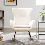 Comfortable Rocking Chair, Modern Upholstered Rocking Chair, Gliding Chair with High Backrest, Armrests and Soft Pads