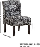 Capa Print Fabric Arml Contemporary Accent Chair, Chalkboard Shadow
