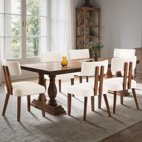 Mid Century Modern Upholstered Side Chairs with Curved Backrest for Kitchen, Dining Room, Restaurant