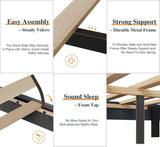 Full Bed Frame with Headboard, Leather Upholstered Bedframe with Tufted Headboard Design, Easy Assembly, No Box Spring Needed