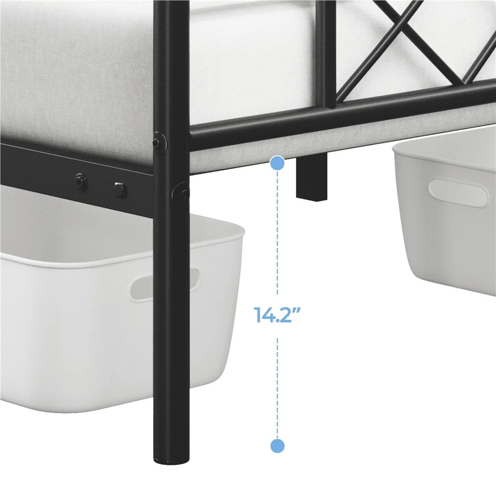 Durable Metal Bed Frame with Headboard Footboard Twin XL Supports 350lbs Underbed Storage Easy Maintenance No Box Spring